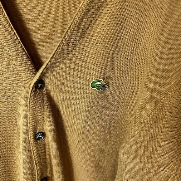 VTG 80s Izod Lacoste Men's Camel Tan Orlon Acrylic LS Cardigan Sweater Size XL - Picture 6 of 13